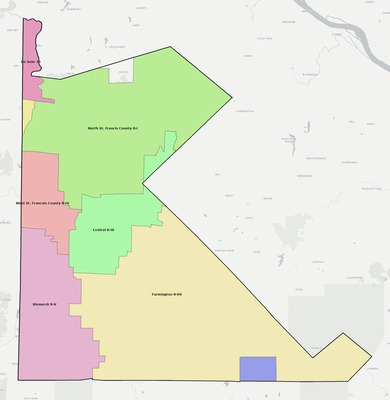 St. Francois County MO school district boundaries map