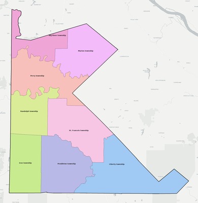 St. Francois County MO townships and subdivisions map