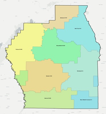 Stoddard County MO school district boundaries map
