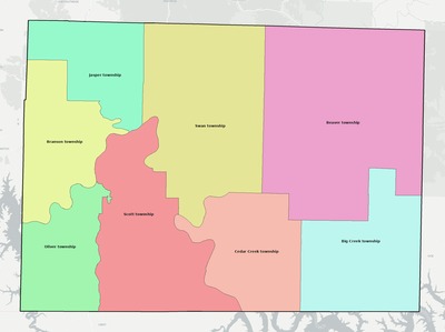 Taney County MO townships and subdivisions map