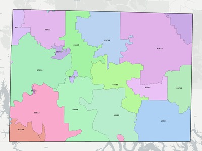 Taney County MO ZIP code boundaries map