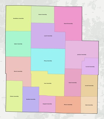 Texas County MO townships and subdivisions map
