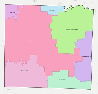 Vernon County MO school district boundaries map