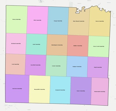 Vernon County MO townships and subdivisions map
