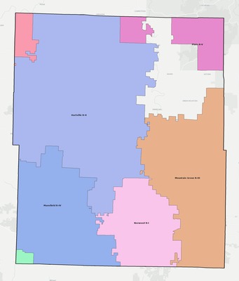 Wright County MO school district boundaries map