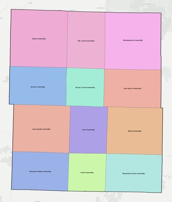 Wright County MO townships and subdivisions map