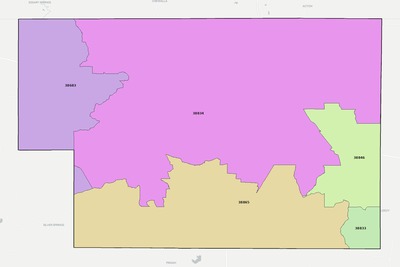 Alcorn County MS ZIP code boundaries map