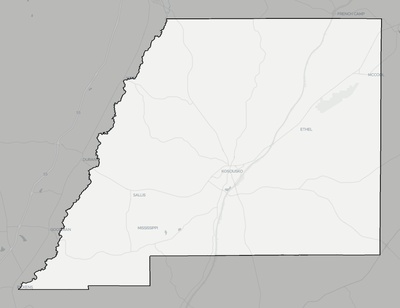 Attala County MS county basemap context