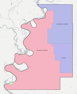 Bolivar County MS school district boundaries map