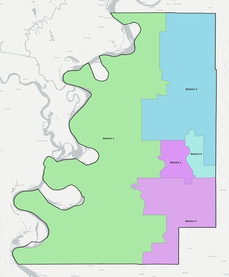 Bolivar County MS townships and subdivisions map