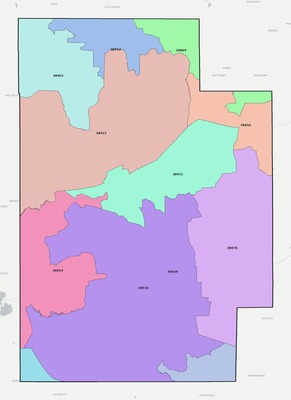 Calhoun County MS ZIP code boundaries map