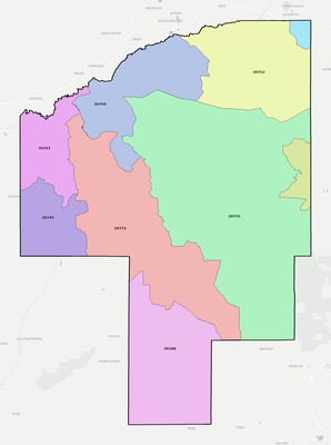 Choctaw County MS ZIP code boundaries map