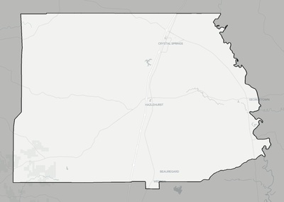 Copiah County MS county basemap context