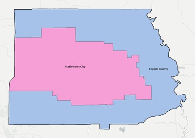 Copiah County MS school district boundaries map
