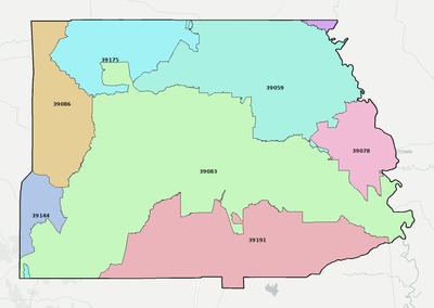 Copiah County MS ZIP code boundaries map