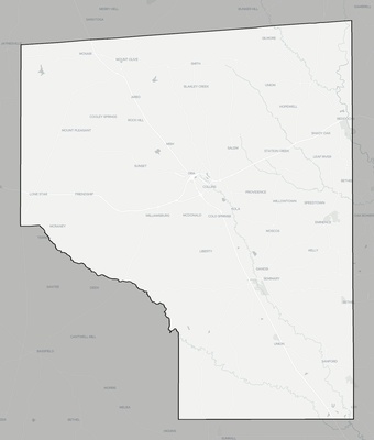 Covington County MS county basemap context
