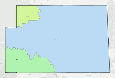 George County MS ZIP code boundaries map