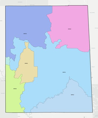 Greene County MS ZIP code boundaries map