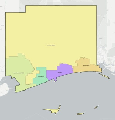 Harrison County MS school district boundaries map