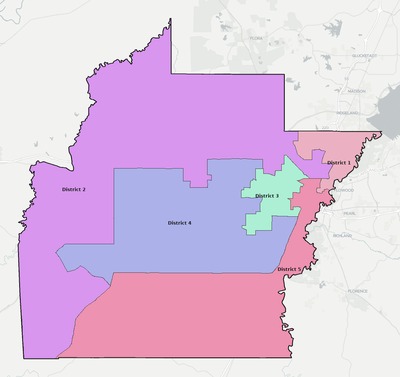 Hinds County MS townships and subdivisions map