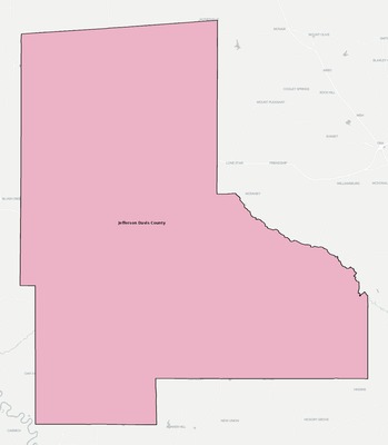 Jefferson Davis County MS school district boundaries map