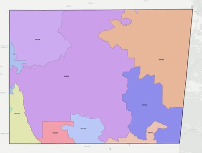 Kemper County MS ZIP code boundaries map