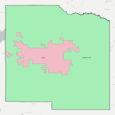 Lafayette County MS school district boundaries map