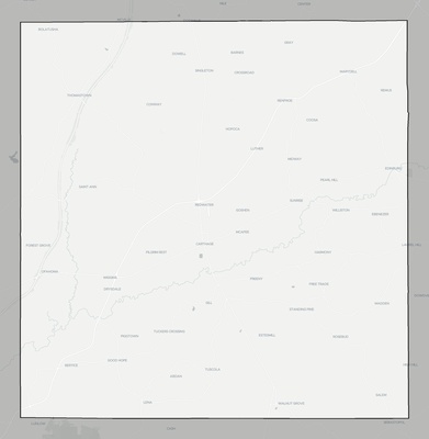 Leake County MS county basemap context