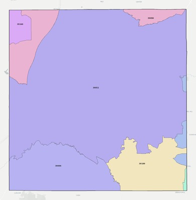 Leake County MS ZIP code boundaries map
