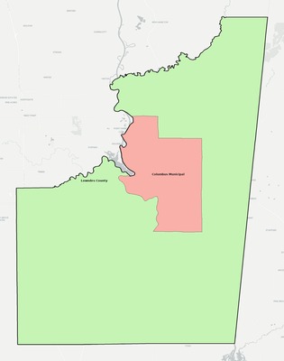 Lowndes County MS school district boundaries map