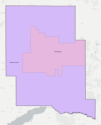 Marshall County MS school district boundaries map