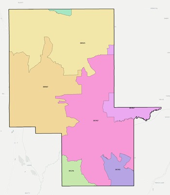 Montgomery County MS ZIP code boundaries map