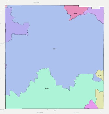 Neshoba County MS ZIP code boundaries map
