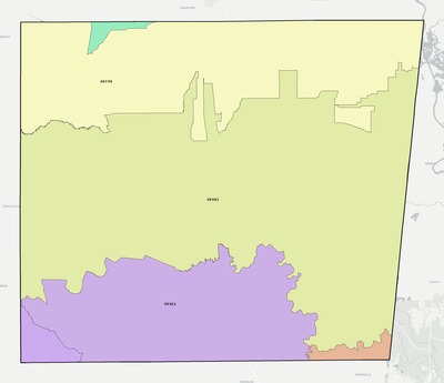 Noxubee County MS ZIP code boundaries map