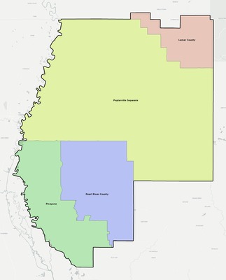 Pearl River County MS school district boundaries map