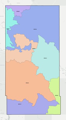 Perry County MS ZIP code boundaries map