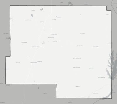 Prentiss County MS county basemap context