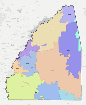 Rankin County MS ZIP code boundaries map