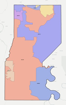 Sharkey County MS ZIP code boundaries map