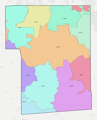 Smith County MS ZIP code boundaries map