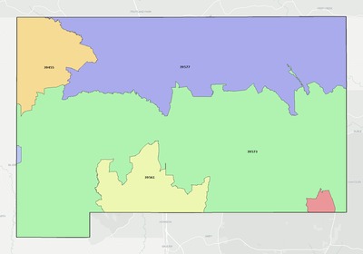 Stone County MS ZIP code boundaries map