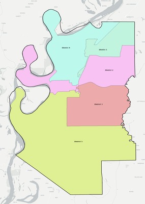 Tunica County MS townships and subdivisions map
