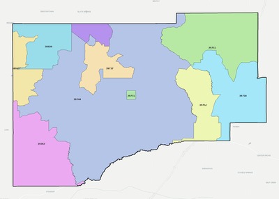 Webster County MS ZIP code boundaries map