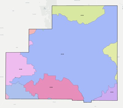 Winston County MS ZIP code boundaries map