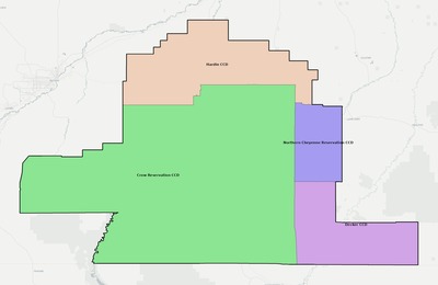 Big Horn County MT townships and subdivisions map
