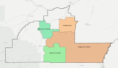Carbon County MT school district boundaries map