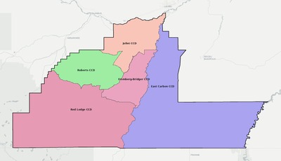 Carbon County MT townships and subdivisions map