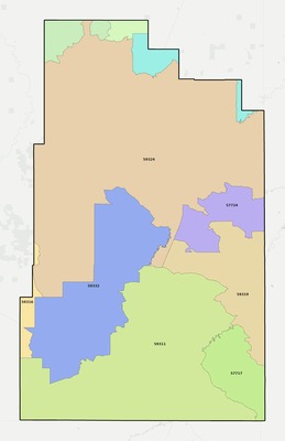 Carter County MT ZIP code boundaries map