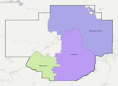 Chouteau County MT school district boundaries map