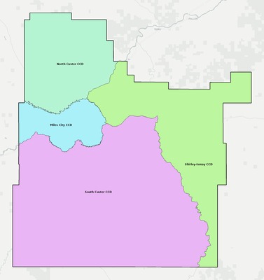 Custer County MT townships and subdivisions map
